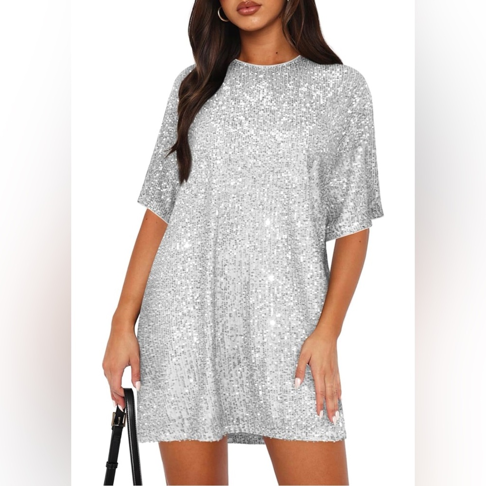 Silver sequin tshirt dress XL
